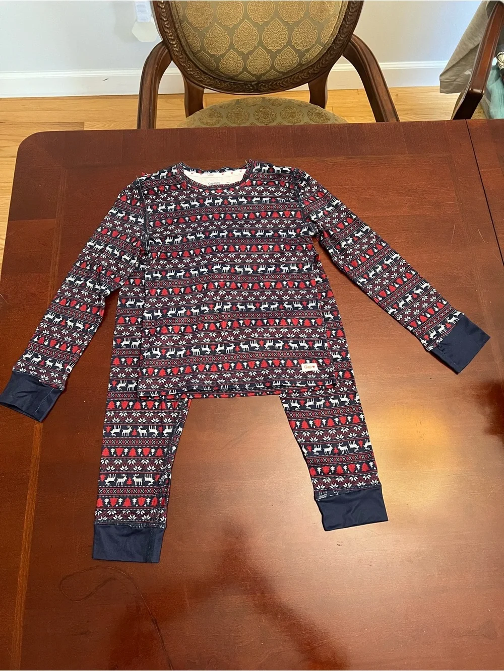 GAP Kids Red, Navy & White Holiday Reindeer Two-Piece Pajama Set